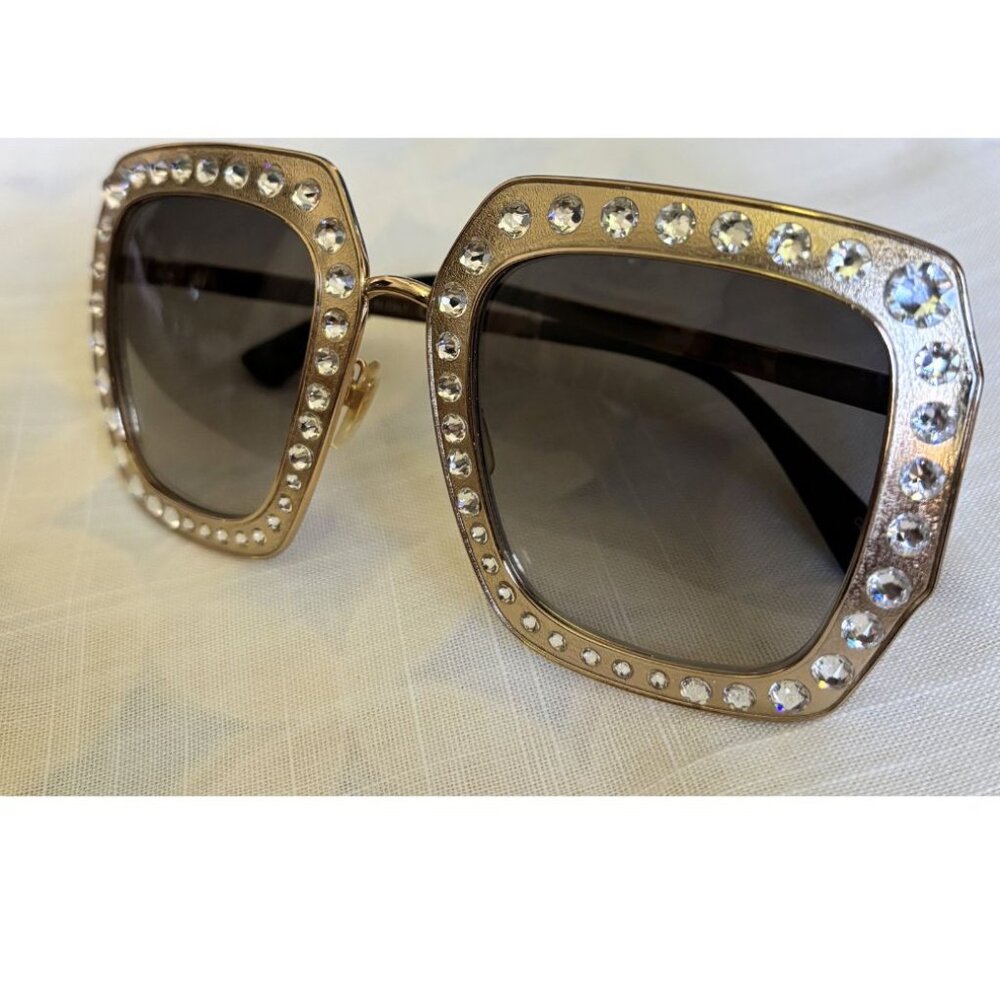 Authentic Gucci Crystal Studded Square Sunglasses GG0114S Made in Italy